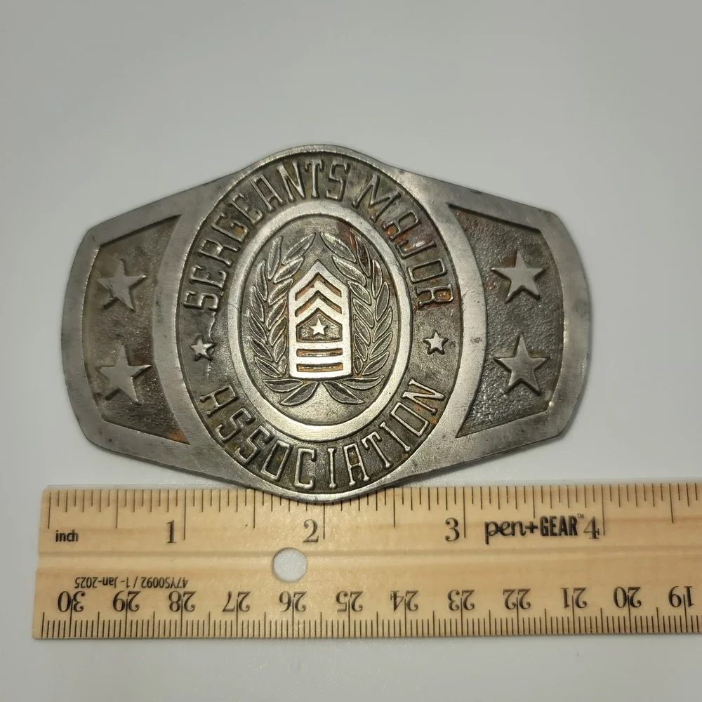 Pacific Brass and Buckle Sergeants Major Association Pewter Belt Buckle Limited